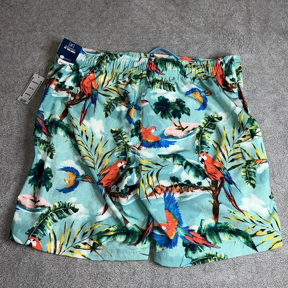 George At‎ The Knee Swim Trunks Mens Size XL (40-42) Multicolored Floral Parrot